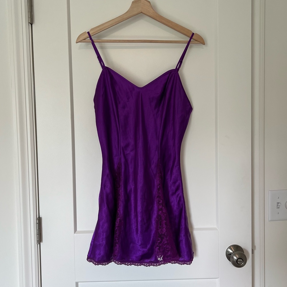 Victoria’s Secret Vintage 90s Gold Label Purple Lace Nightgown Spaghetti Strap 💜